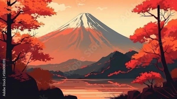 Fototapeta 富士山　イメージイラスト　generative AI