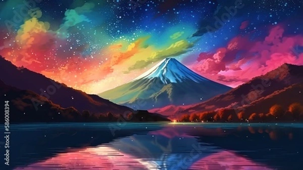 Fototapeta 富士山　イメージイラスト　generative AI
