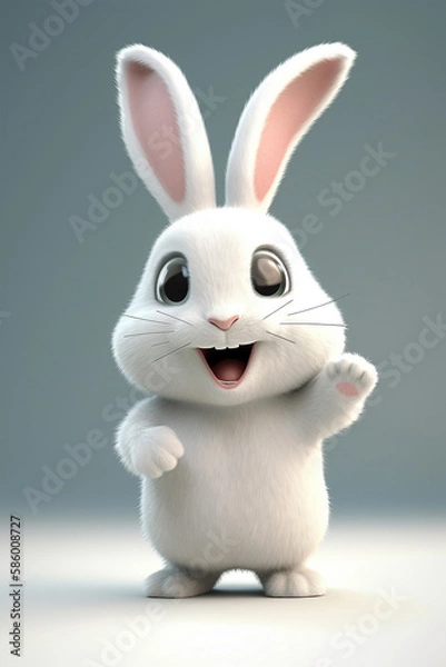 Obraz cute white rabbit character, smiling
