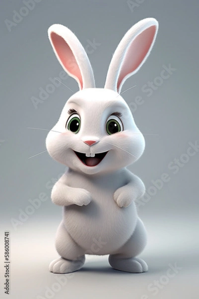 Obraz cute white rabbit character, smiling
