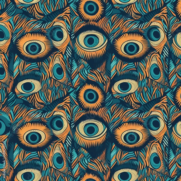 Fototapeta Mesmerizing Optical Illusion Design Pattern with Circles or Eyes