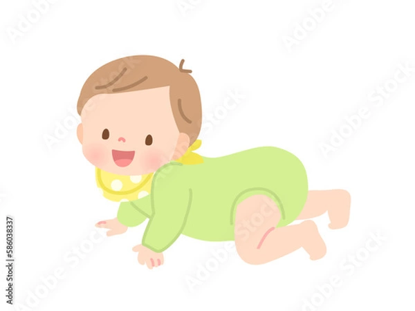 Fototapeta 笑顔でハイハイするかわいい赤ちゃんのイラスト素材