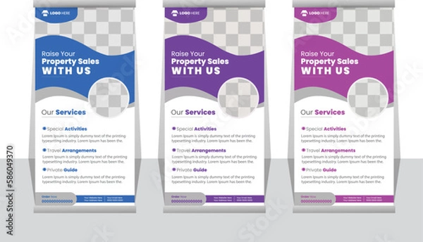 Fototapeta Corporate rollup banner template,corporate Roll up background for Presentation, pull up,Vertical roll up, x-stand, exhibition display, vector illustration, business flyer, display, x-banner, blue bann