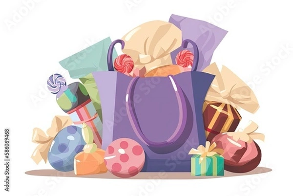 Fototapeta Party favor bag filled with toys and treats. Generative AI