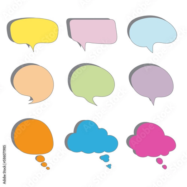 Obraz Vector bubbles speech set pastel color, hand drawn.