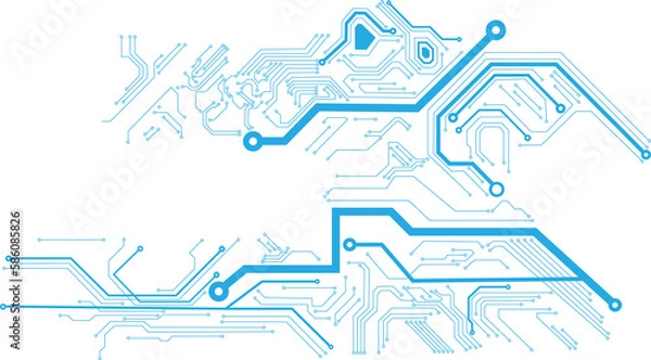 Obraz Abstract blue computer technology background with circuit board and  circle tech.illustration for elements