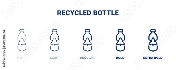 Fototapeta recycled bottle icon. Thin, light, regular, bold, black recycled bottle, plastic icon set from ecology collection. Editable recycled bottle symbol can be used web and mobile