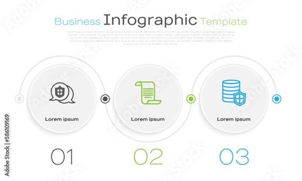 Fototapeta Set line Location shield, Document with and Money. Business infographic template. Vector
