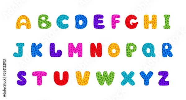 Obraz Alphabet coloring page book for children. Hand drawn vector alphabet letters sign doodle font set. Vector illustration
