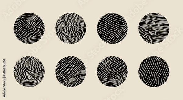 Fototapeta Set of hand drawn minimalist artistic circle elements