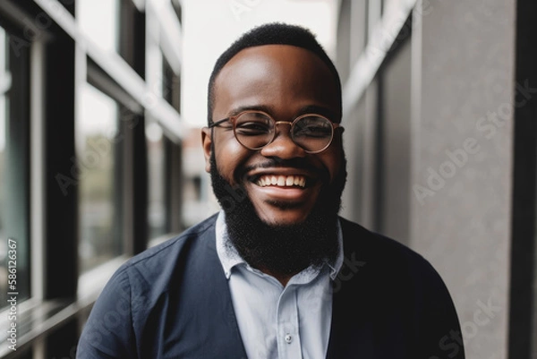 Fototapeta Generative AI Black businessman smiling