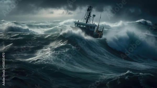 Obraz storm over the sea, generative AI