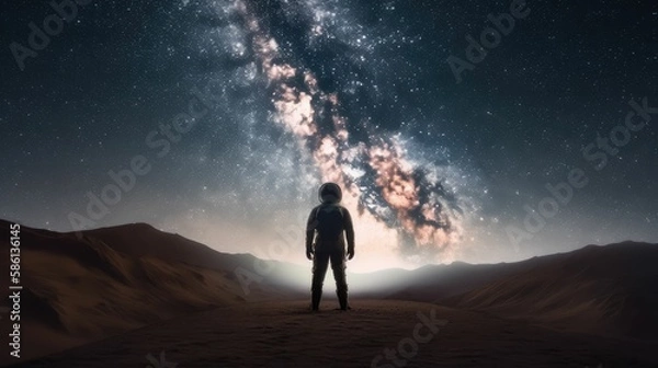 Obraz astronaut in the desert, generative AI