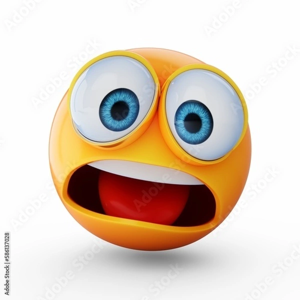 Obraz 3D Rendering surprised emoji isolated on white background