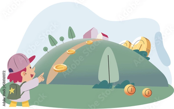 Fototapeta Play to earn games created on basis of blockchain project with elements of NFT, main purpose of earning. Player earn money by playing. Virtual character development business. Cryptocurrency game.