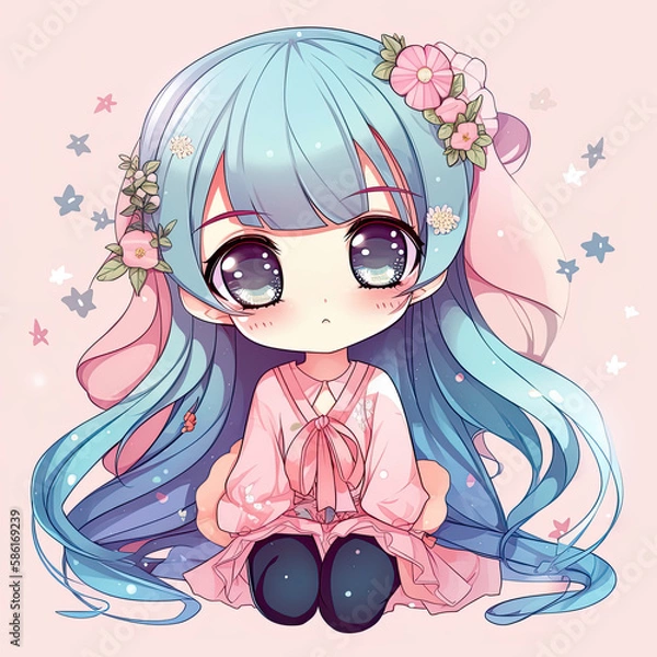 Obraz Trendy and energetic cute anime girl. Generative AI