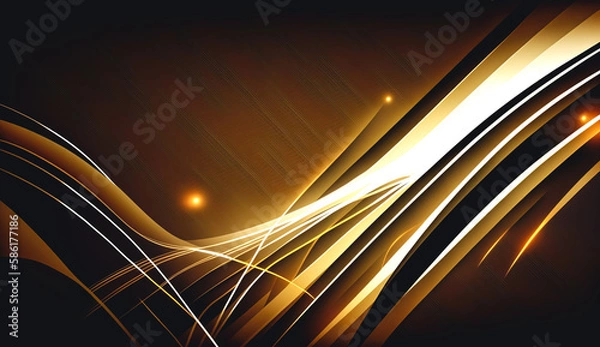 Fototapeta Abstract dark background with glowing soft lines, generative AI.