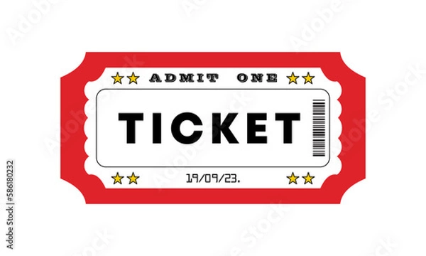 Obraz Red admit one movie ticket icon. Vector 