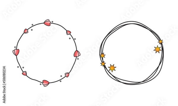 Obraz Circle frames with stars and hearts vector illustration