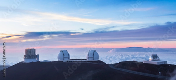 Fototapeta Cztery obserwatoriesat Sunset, Hawaje
