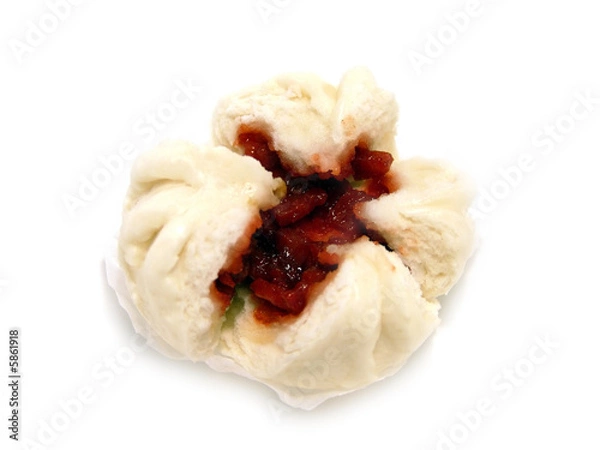 Obraz Closeup of isolated Chinese food barbecued pork bun