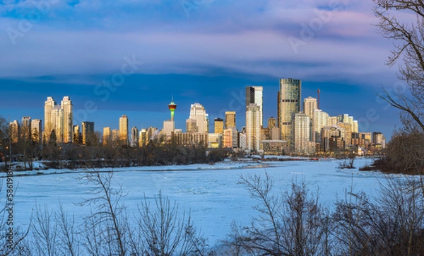 Fototapeta Calgary downtown in the winter time. Calgary, Canada