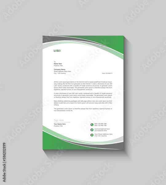 Obraz Modern Green Letterhead Template Design
