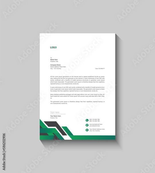 Obraz Modern Green Letterhead Template Design
