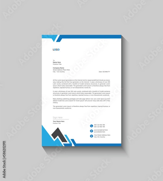 Obraz Blue Business Letterhead Template Design