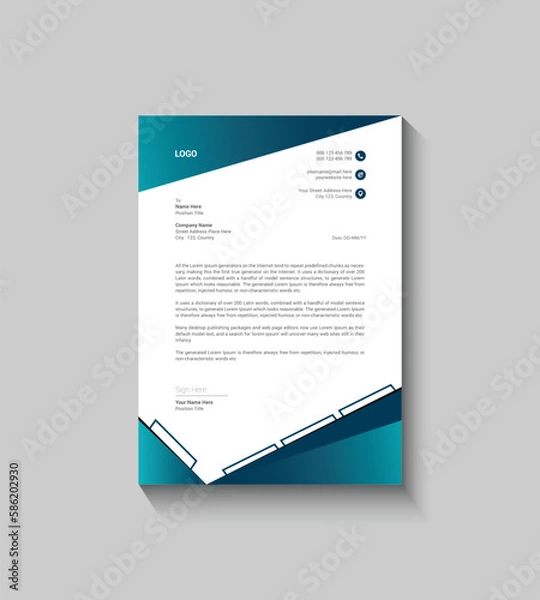 Obraz Blue Business Letterhead Template Design