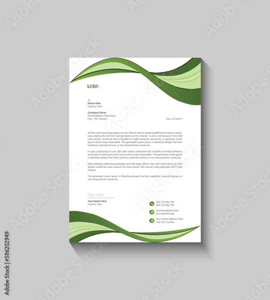 Obraz Modern Green Letterhead Template Design
