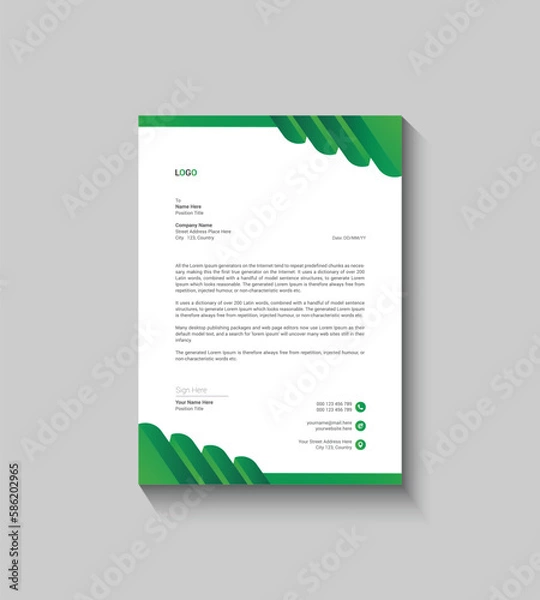 Obraz Modern Green Letterhead Template Design