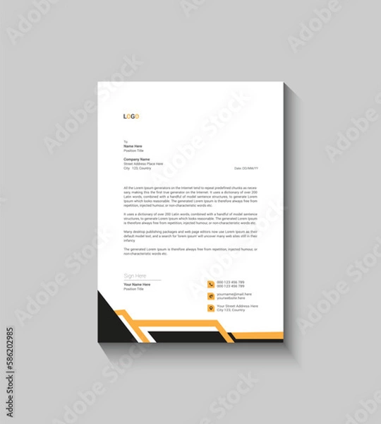 Obraz Modern Green Letterhead Template Design