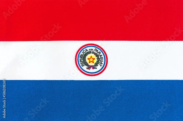 Fototapeta the national flag of Paraguay on a fabric basis close-up