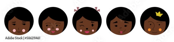 Obraz Feminine look, abstract personage, mascot design, funny face, cute icon.