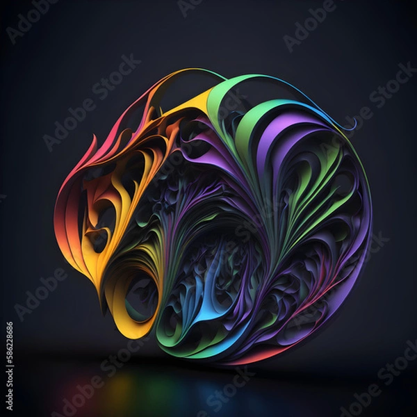Fototapeta Vibrant 3D Rainbow Ribbon: An Abstract Design Illustration for a Stunning Visual Impact. Created with Generative AI technology.