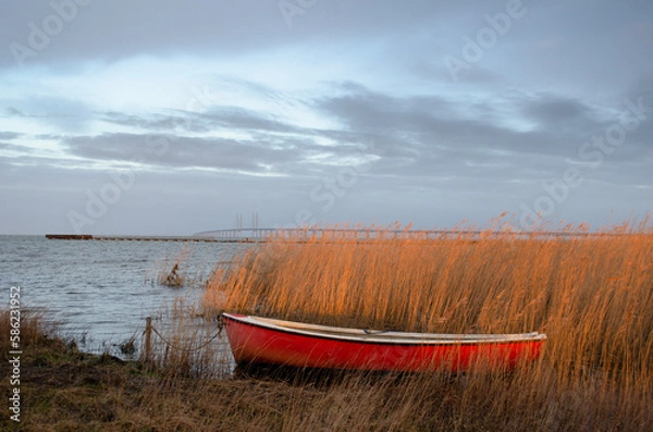 Obraz small boat at Oresund
