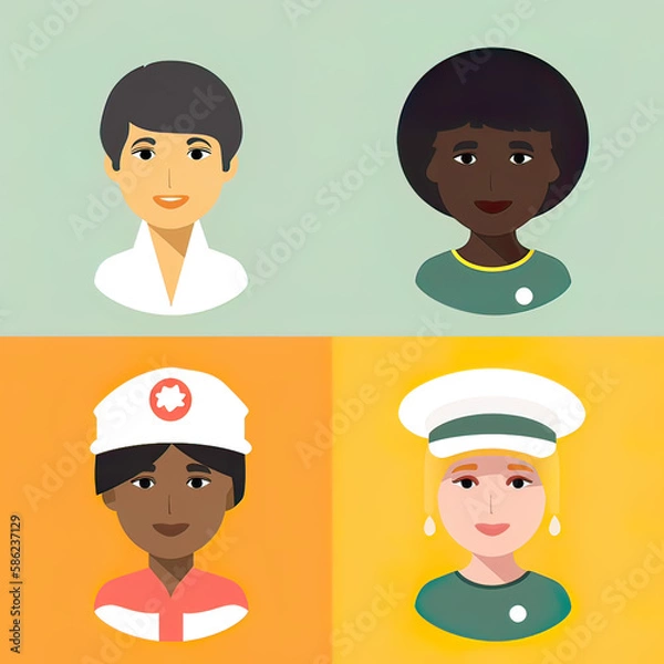Fototapeta Diversity avatars characters people Of occupation. People with different profession. Generative ai