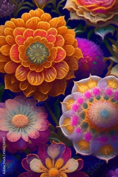 Obraz Creative composition of multicolored flowers