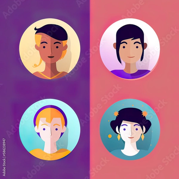 Fototapeta Diversity avatar in stylish outfit. avatar cartoon. Generative ai