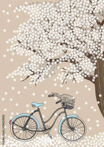 Obraz Bicycle and Blooming Tree