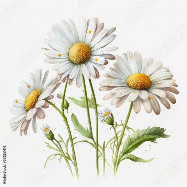 Fototapeta The Charm of Daisy: Stunning Watercolor for Your Creative Projects. AI Generated
