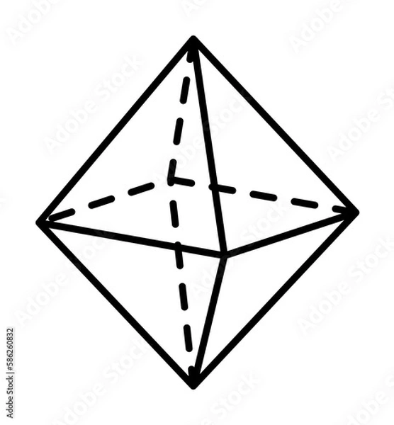 Fototapeta Geometric shapes, octahedron icon. Simple line, outline 3d figures icons for ui and ux, website or mobile application
