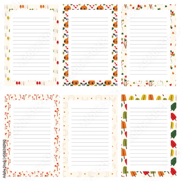 Fototapeta Templates to do list check list blank daily planner for autumn season. Organizer and schedule with place for notes. Vector illustration.