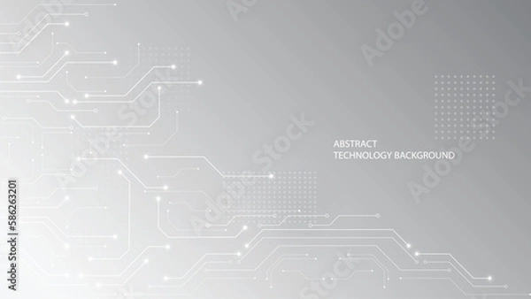 Obraz Grey white Abstract technology background, Hi tech digital connect, communication, High technology concept