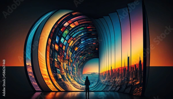 Fototapeta Ai generated illustration of lcd screens is use for exbibition, gaming, advertising and others