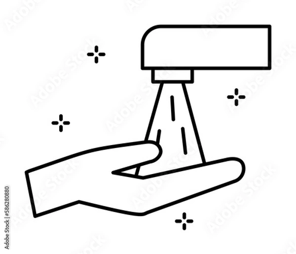 Fototapeta Water, hand, faucet icon. Simple line, outline elements of hygiene icons for ui and ux, website or mobile application