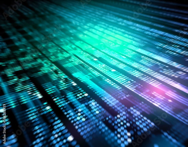 Obraz Technological Background with Binary Code Illustration - Post-processed Generative AI