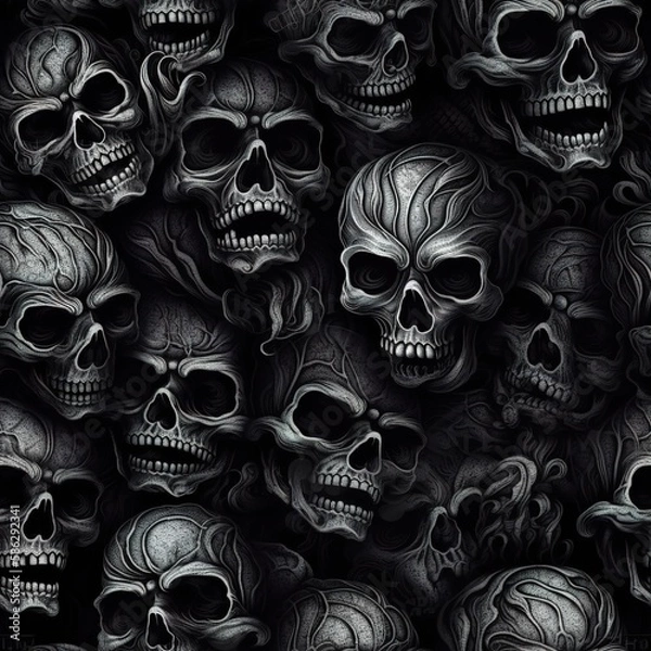 Fototapeta Skull seamless pattern art, generative ai