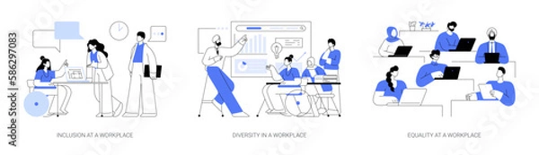 Fototapeta Teamwork organization abstract concept vector illustrations.